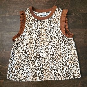 Current Air Leopard/Snakeskin Brown Peach Blouse